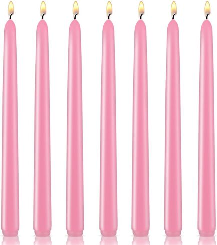 7 Pack 10 Inch Pink Taper Candles – Unscented, Dripless, Smokeless Candlesticks for Dinners, Christmas, Weddings, Parties, Holidays, Religious Events, Home Decor – Long Burning Dinner Candles in Kuwait
