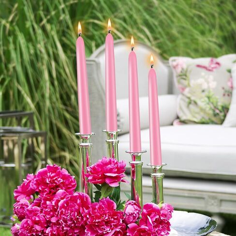 7 Pack 10 Inch Pink Taper Candles – Unscented, Dripless, Smokeless Candlesticks for Dinners, Christmas, Weddings, Parties, Holidays, Religious Events, Home Decor – Long Burning Dinner Candles in Kuwait