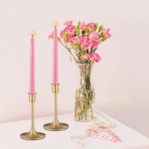 7 Pack 10 Inch Pink Taper Candles – Unscented, Dripless, Smokeless Candlesticks for Dinners, Christmas, Weddings, Parties, Holidays, Religious Events, Home Decor – Long Burning Dinner Candles in Kuwait