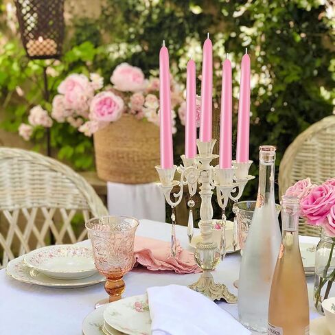 7 Pack 10 Inch Pink Taper Candles – Unscented, Dripless, Smokeless Candlesticks for Dinners, Christmas, Weddings, Parties, Holidays, Religious Events, Home Decor – Long Burning Dinner Candles in Kuwait