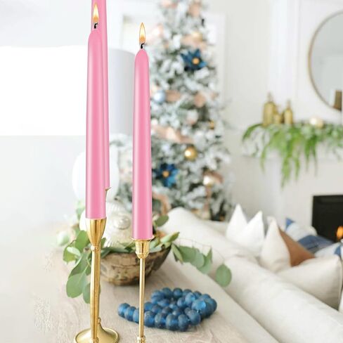 7 Pack 10 Inch Pink Taper Candles – Unscented, Dripless, Smokeless Candlesticks for Dinners, Christmas, Weddings, Parties, Holidays, Religious Events, Home Decor – Long Burning Dinner Candles in Kuwait