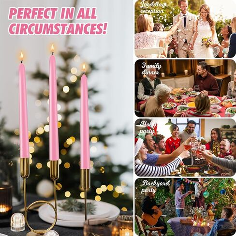 7 Pack 10 Inch Pink Taper Candles – Unscented, Dripless, Smokeless Candlesticks for Dinners, Christmas, Weddings, Parties, Holidays, Religious Events, Home Decor – Long Burning Dinner Candles in Kuwait