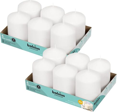 BOLSIUS 6 White Pillar Candles Bulk - 3x9 Inches Candle Set - 116+ Hours Clean Burning - No Palm Oil - 0% Animal Fat - Premium European Quality - Unscented Dripless Any Occasion Pillars in Saudi Arabia