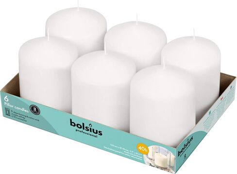 6 شموع عمود بيضاء من BOLSIUS - مجموعة شموع مقاس 3x9 بوصة - حرق نظيف لأكثر من 116 ساعة - بدون زيت النخيل - 0% دهون حيوانية - جودة أوروبية ممتازة - أعمدة غير معطرة بدون قطرات في أي مناسبة in Kuwait