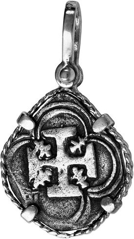 Coin from Genuine 100% Atocha Silver Shipwreck Historical Spanish Replica Coin Pendant - Available in 14K Gold or 925 Sterling Silver Frame - Includes Certificate of Authenticity in Saudi Arabia