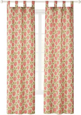 Urban Lifestyle Sheer Curtain Panel, 38" x 84", Strawberry Print, Light Filtering Window Treatment with Tab Top, Cute Fruit Design Drapery for Girls Room, Kitchen, Living Room in Saudi Arabia