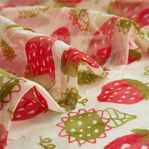Urban Lifestyle Sheer Curtain Panel, 38" x 84", Strawberry Print, Light Filtering Window Treatment with Tab Top, Cute Fruit Design Drapery for Girls Room, Kitchen, Living Room in Saudi Arabia