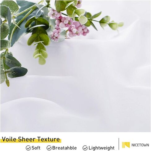 NICETOWN 2 Panels Patio Curtains Outdoor Waterproof, Sticky Tab Top Porch Decor Indoor Outdoor Curtains & Drapes Lightweight & Airy for Garden/Sun Room, White, W54 x L108 in Kuwait