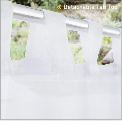 NICETOWN 2 Panels Patio Curtains Outdoor Waterproof, Sticky Tab Top Porch Decor Indoor Outdoor Curtains & Drapes Lightweight & Airy for Garden/Sun Room, White, W54 x L108 in Kuwait