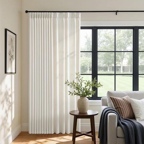 Extra Wide Linen Privacy Curtains 120 Inches Long 70 Inch Wide 1 Panel Pinch Pleated Curtain for Living Room Semi Sheer Drapes Modern Cream Ivory Extra Long Curtains Hooks Rings Off White 70x120 in Saudi Arabia