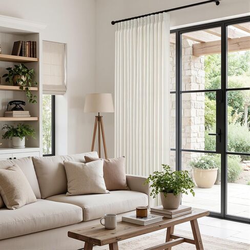 Extra Wide Linen Privacy Curtains 120 Inches Long 70 Inch Wide 1 Panel Pinch Pleated Curtain for Living Room Semi Sheer Drapes Modern Cream Ivory Extra Long Curtains Hooks Rings Off White 70x120 in Saudi Arabia