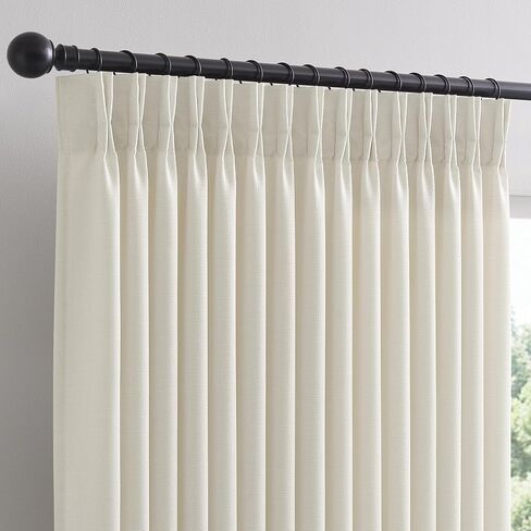 Extra Wide Linen Privacy Curtains 120 Inches Long 70 Inch Wide 1 Panel Pinch Pleated Curtain for Living Room Semi Sheer Drapes Modern Cream Ivory Extra Long Curtains Hooks Rings Off White 70x120 in Saudi Arabia