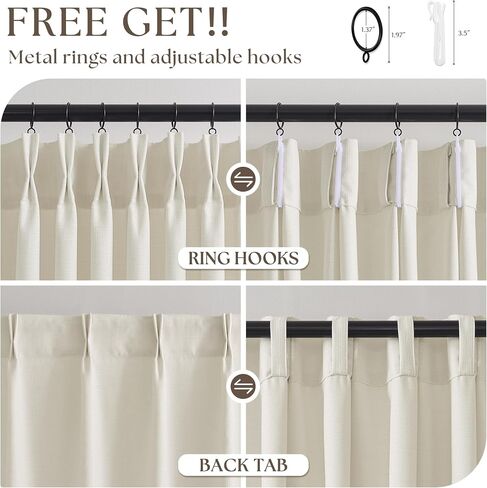 Extra Wide Linen Privacy Curtains 120 Inches Long 70 Inch Wide 1 Panel Pinch Pleated Curtain for Living Room Semi Sheer Drapes Modern Cream Ivory Extra Long Curtains Hooks Rings Off White 70x120 in Saudi Arabia