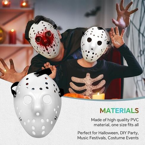 2 Pack Halloween Hockey Mask, DIY Full Face Horror Hockey Mask Masquerade Cosplay Prop Party Costume Mask in Saudi Arabia