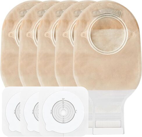 KONWEDA 20PCS Ostomy Bags,Colostomy Supplies,Two Piece Drainable Ostomy Pouch for Ileostomy Stoma Care, Cut-to-Fit (15pcs Bags+5pcs Barrier) in Kuwait