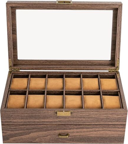 24 Slots Watch Box Watch Case Mens Jewelry Holder Watch Display Case w/Drawer in Saudi Arabia