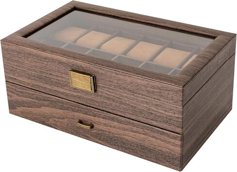 24 Slots Watch Box Watch Case Mens Jewelry Holder Watch Display Case w/Drawer in Saudi Arabia