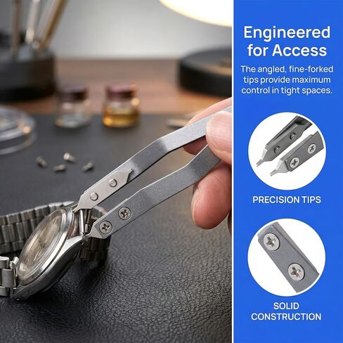 7825 Watch Spring Bar Tweezer, Spring Bar Plier Tweezers with 2pcs Spare Fork Tips, Watch Band Removal Tool Accessories for Repairing Adjustment Link Removal- Gray in Saudi Arabia