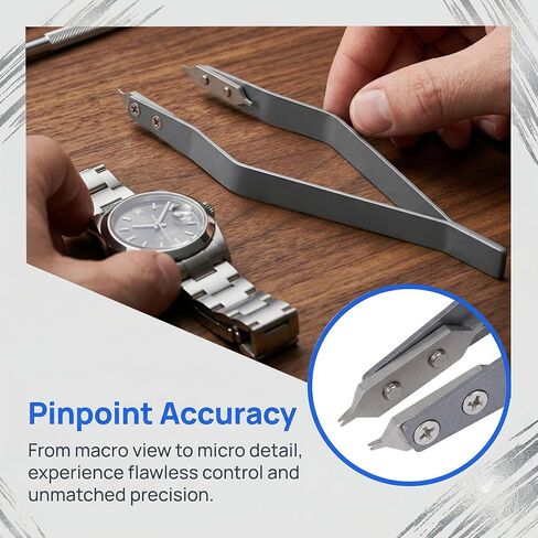 7825 Watch Spring Bar Tweezer, Spring Bar Plier Tweezers with 2pcs Spare Fork Tips, Watch Band Removal Tool Accessories for Repairing Adjustment Link Removal- Gray in Saudi Arabia