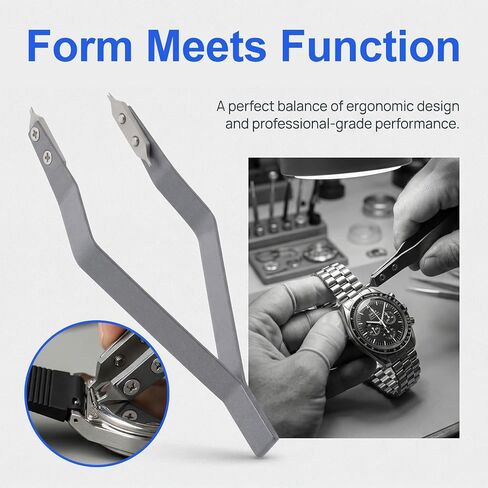 7825 Watch Spring Bar Tweezer, Spring Bar Plier Tweezers with 2pcs Spare Fork Tips, Watch Band Removal Tool Accessories for Repairing Adjustment Link Removal- Gray in Saudi Arabia