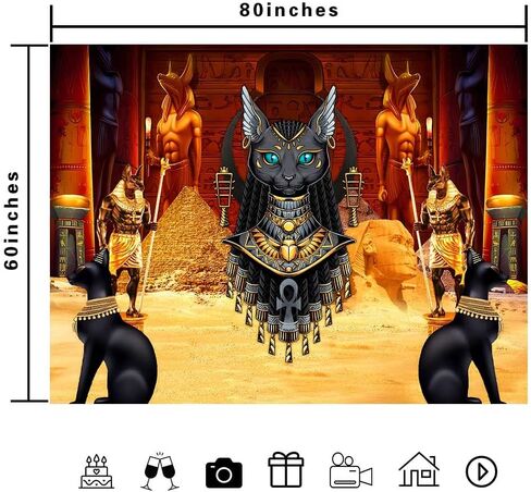 Ine Ive Ancient Egyptian Godness Bastet Tapestry Egyptian Temple Pyramid Pharaoh Mysterious Tapestries Wall Hanging 80x60inch for Bedroom Living Room Dorm Decor in Saudi Arabia