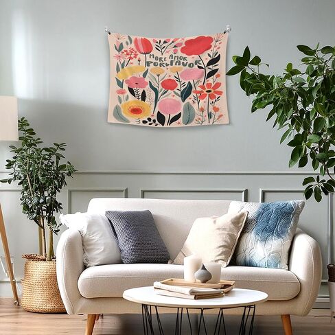 WAITPI Cute Floral Flower Hanging Wall Tapestry for Girls Classroom Bedroom, More Amor Por Favor Motivational Romantic Love Wall Tapestries Hanging for Dorm Living Room Decor 40x30 inches in Saudi Arabia