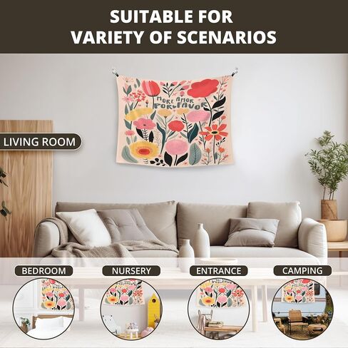 WAITPI Cute Floral Flower Hanging Wall Tapestry for Girls Classroom Bedroom, More Amor Por Favor Motivational Romantic Love Wall Tapestries Hanging for Dorm Living Room Decor 40x30 inches in Saudi Arabia