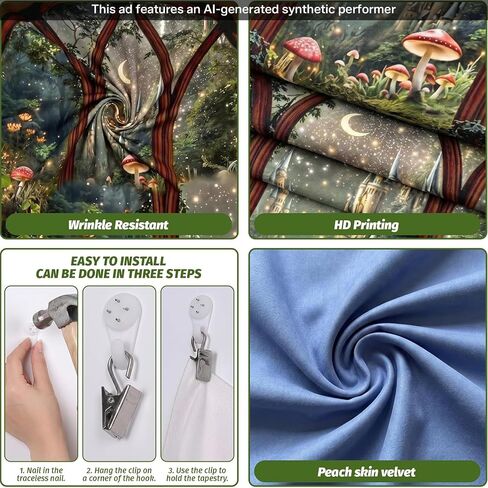 Esoes Window Forest Tapestry 80 x 60 Inch Large Green Plant Nature Floral Jungle Wall Tapestry for Bedroom Living Room Rainforest Stream Outdoor Landscape Tapestries Wall Hanging (castle) in Saudi Arabia