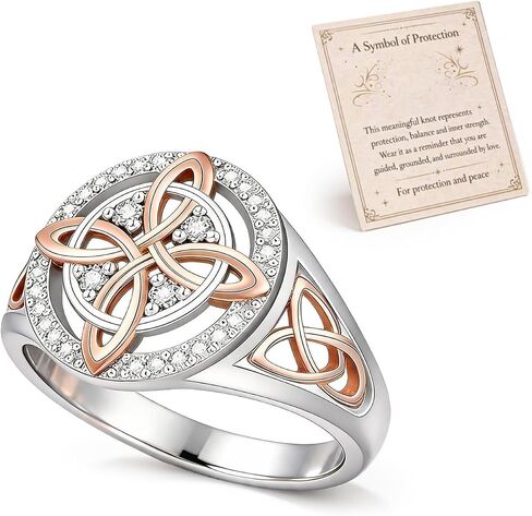 Witches Knot Ring with Card Silver Protection Knot Jewelry for Women Witch Statement Band Gift for Her in Saudi Arabia