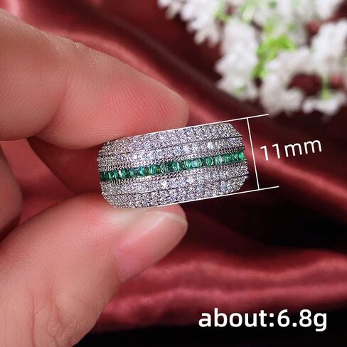 خواتم زركونيا بيضاء وخضراء لامعة بالكامل للنساء مجوهرات أصابع رائعة للحفلات اليومية in Kuwait