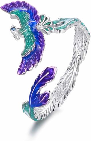 Sterling Silver Dragon/Phoenix/Shark Ring for Women Adjustable Vintage Mythology Animal Jewelry Band Antiqued Finish Rebirth Symbol Rings in Saudi Arabia