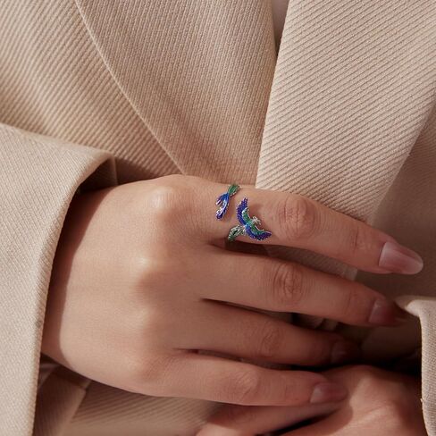 Sterling Silver Dragon/Phoenix/Shark Ring for Women Adjustable Vintage Mythology Animal Jewelry Band Antiqued Finish Rebirth Symbol Rings in Saudi Arabia