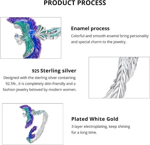 Sterling Silver Dragon/Phoenix/Shark Ring for Women Adjustable Vintage Mythology Animal Jewelry Band Antiqued Finish Rebirth Symbol Rings in Saudi Arabia