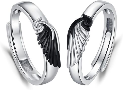 CUOKA MIRACLE Valentine Day Gifts Couple Rings Set 925 Sterling Silver Couple Ring for him and her, His and Hers Rings Adjustable Matching Promise for Women Men in Kuwait