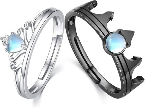 CUOKA MIRACLE Valentine Day Gifts Couple Rings Set 925 Sterling Silver Couple Ring for him and her, His and Hers Rings Adjustable Matching Promise for Women Men in Kuwait