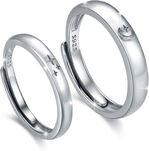 CUOKA MIRACLE Valentine Day Gifts Couple Rings Set 925 Sterling Silver Couple Ring for him and her, His and Hers Rings Adjustable Matching Promise for Women Men in Kuwait