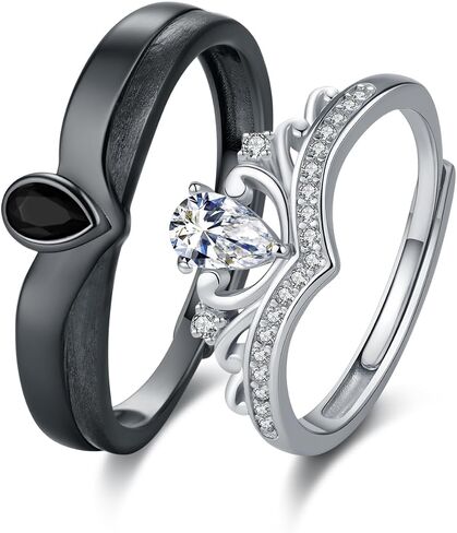 CUOKA MIRACLE Valentine Day Gifts Couple Rings Set 925 Sterling Silver Couple Ring for him and her, His and Hers Rings Adjustable Matching Promise for Women Men in Kuwait
