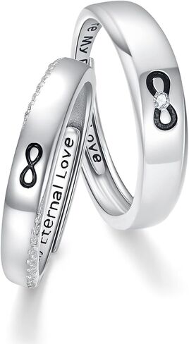 CUOKA MIRACLE Valentine Day Gifts Couple Rings Set 925 Sterling Silver Couple Ring for him and her, His and Hers Rings Adjustable Matching Promise for Women Men in Kuwait