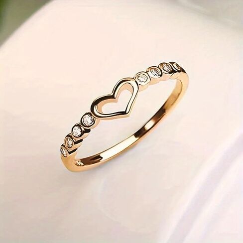 Simple Silver Plated Inlay Zirconia Hollow Heart Rings for Women Engagement Wedding Rings Jewelry in Kuwait