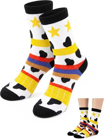 Story Socks Western, Cow Print Socks Funny Cute Costume Cartoon Themed Party Favors Supplies Birthday Gifts in Kuwait