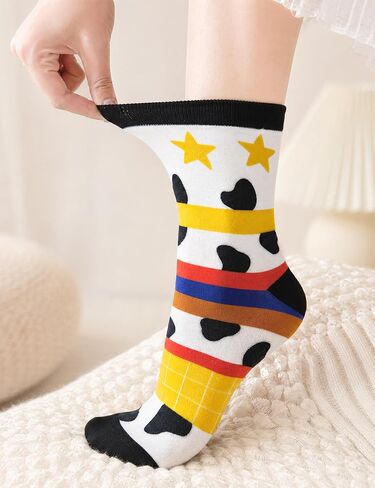Story Socks Western, Cow Print Socks Funny Cute Costume Cartoon Themed Party Favors Supplies Birthday Gifts in Kuwait