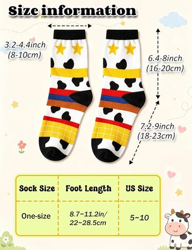 Story Socks Western, Cow Print Socks Funny Cute Costume Cartoon Themed Party Favors Supplies Birthday Gifts in Kuwait