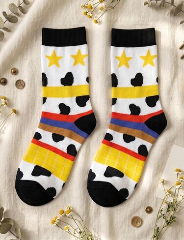 Story Socks Western, Cow Print Socks Funny Cute Costume Cartoon Themed Party Favors Supplies Birthday Gifts in Kuwait