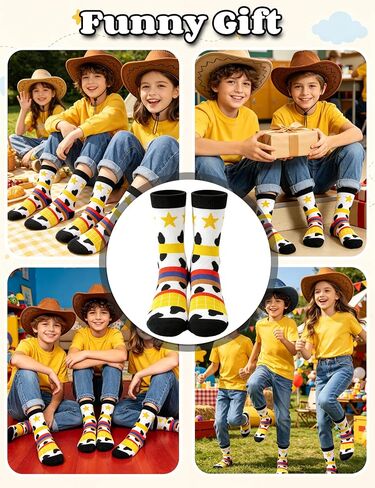 Story Socks Western, Cow Print Socks Funny Cute Costume Cartoon Themed Party Favors Supplies Birthday Gifts in Kuwait