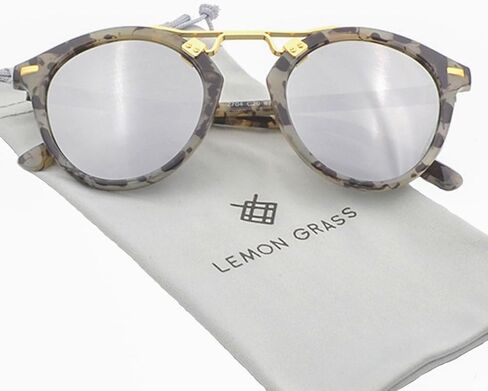 نظارات شمسية دائرية مستقطبة من LEMON GRASS للنساء - نظارات شمسية كلاسيكية للحماية من الأشعة فوق البنفسجية 400 in Kuwait