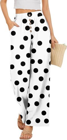 Womens Lounge Pants Petite High Waist Wide Leg Summer Beach Vacation Dress Pants Boho Flowy Casual Palazzo Trousers in Saudi Arabia