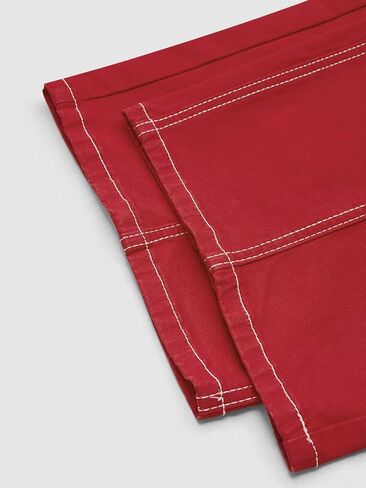 Flamingals Mid Waisted Straight Wide Leg Pants for Women Cropped Business Casual Pants Scarlet XS in Saudi Arabia