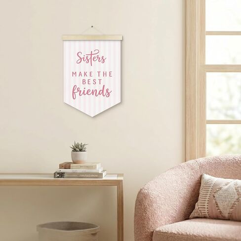 Girls Room Banner Wall Decor, Toddler Girl Room Decor, Pink Sisters Make the Best Friends Wall Art HangingDecor for Girls Bedroom Home, Baby Girls Nursery Canvas Pennant Banner Products, 12x16in in Kuwait