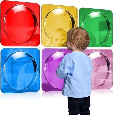 6 Pcs Sensory Wall Mirror Acrylic Bubble Mirror 10 x 10 Inch Mirror Wall Decoration for Kids Classroom (Bright) in Kuwait