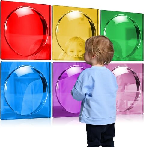 6 Pcs Sensory Wall Mirror Acrylic Bubble Mirror 10 x 10 Inch Mirror Wall Decoration for Kids Classroom (Bright) in Kuwait